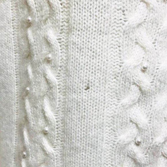 C. Webb Vintage Small Cable Knit Beaded Lambswool Sweater - Picture 7 of 9